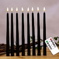 Miniatyrbillede 3 af 5: 6 stk. Flammeløse sorte spidslys, der flimrer med 10-knappers fjernbetjening og timer, batteridrevne LED-lys