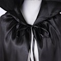 Pikkukuva 7 / 7: Pitkä musta viitta hupun kanssa, keskiaikainen vampyyri-noita-asu, naisten halloween-asu, karnevaali, joulu, aikuinen 110CM