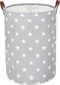 Freestanding Laundry Hamper with Lid, 19 inch, Foldable Large Laundry Basket with Drawstring and Leather Handles