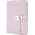 Personal Diary - Secret Diary with Heart Lock and Key - Pink - PU Leather Notebook