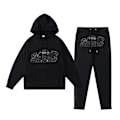 Miniatyrbillede 2 af 5: Trapst Tigerhoved Print Hættetrøje Plys Sweater Mode Gradient Bogstav Casual Sports Sæt Print 12- Black M