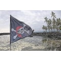 Miniatyrbilde 5 av 5: Piratflagg for utendørs og piratfester (2 stk, svart + rød)