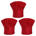 Miniatyrbilde 1 av 5: Sett med 3 pakker kokkehatt for voksne, justerbar elastisk bakerkjøkken kokkelue Red