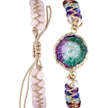 Miniatyrbillede 2 af 4: Naturlig helbredende krystal 7 chakra flettet armbånd til kvinder, geode blomst rosenkvarts stenperler armbånd boho smykker gave dobbelt lag bangle