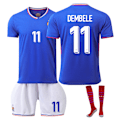 Miniatyrbild 1 av 2: 2024 UEFA Euro 2024 Frankrike Hemma Fotbollströja Set Med Strumpor NO.11 DEMBELE NO.11 DEMBELE L