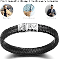 Miniatyrbillede 5 af 6: Herrearmbånd i læder, sort/brun flettet titanium magnetlås 8,46\" (21,5 cm) - med gaveæske