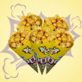 Miniatyrbild 3 av 3: 100 st popcornpapperspåsar med avsmalnande spetsar Konformade godispåsar för popcorn godis