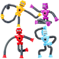 Miniatyrbild 1 av 5: Fidgetleksaker för barn, robotleksak med rör, 4 st teleskopiska sugkoppsleksaker, stressavlastande sensoriska leksaker, klämiga leksaker (Fidgetrobot)