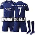Miniatyrbild 1 av 2: 2024-2025 Paris Saint-Germain Bortaställ Barn Vuxen Fotbollströja Kit Nr.7 Kvartsfinal 16