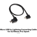 Miniatyrbild 2 av 5: Micro USB till Lightning fjärrkontroll surfplatta telefon dataomvandlare överföringskabel för Android iOS Dji Spark Mavic Pro, modell: Svart