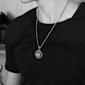 Pikkukuva 2 / 6: Kreikkalainen koru Aurinko Tähti Amuletti Ristiriipus Kaulakoru Miehille Vintage Suojajewelry, Onnenamuletti Ketjulla