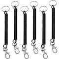 Spiral Spring Keychain with Spring Lock, Anti-theft, Stretchy Lanyard (Black)