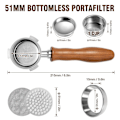 Pikkukuva 4 / 5: 51mm pohjaton portafilter, ammattimainen espresson portafilter suodatin korilla, seula ja espresson annostelu suppilolla As Shown