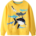 Miniatyrbillede 1 af 5: Dinosaur Print Langærmet Casual Sweatshirt til Småbørn Drenge, der Gløder i Mørket 1shark 4T