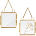 Miniatyrbillede 1 af 6: 2 stk. væghængte mini-fotorammer 6x6cm dobbelt glas billedramme med kæde folde ramme rammer til pressede blomsterbilleder hjem vægdekoration