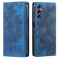 Kompatibel med Samsung Galaxy A55 5G Läderfodral Mandala Blomma Plånboksfodral Blue