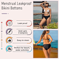 Miniatyrbillede 3 af 5: Menstruationsbukser til svømning, Bikini menstruationsbadetøj, Lavtaljede badebukser til piger teenagere kvinder [M]