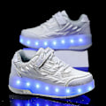 Miniatyrbilde 3 av 4: Barnesko Sneakers Sko med doble hjul LED-lys Q7-yky White 33