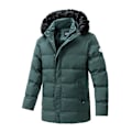 Miniatyrbilde 1 av 5: Vinterjakke for menn med hette, lang, varm, vindtett, tykk fleece, parka, pelsfor, klassisk, avslappet Verde XL