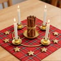 Miniatyrbillede 4 af 5: Guld adventslysestage - Kransringholder til 4/5 stagelys E