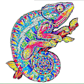 Miniatyrbillede 1 af 4: Børnepuslespil Dyreformer Træ 3D Puslespil Byggeklodser Festivalgaver Hjemvæg Chameleon A4