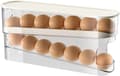 Automatic Egg Rack with Wheels, Kitchen Egg Organizer, Space-Saving Egg Dispenser