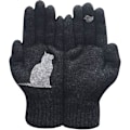 Miniatyrbild 1 av 4: Varma stickade handskar för kvinnor, katter som ser fåglar sy tryck helfingrar vinter utomhus termiska vantar handskar Black