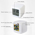 Miniatyrbillede 3 af 3: Super Mario Bros Tema 7 Farve Skiftende Digital Termometer Vækkeur Med LED Display Cube Natlys Sengekants Hjemmeindretning Legetøj Gaver Til Børn C