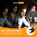Miniatyrbillede 4 af 7: LED-videolys, genopladelig mini-selfielys med klips til telefon, bærbar computer, tablet og computer, dæmpbar fyldlampe
