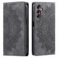 Kompatibel med Samsung Galaxy A55 5G Läderfodral Mandala Blomma Plånboksfodral Grey