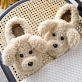 Miniatyrbillede 3 af 4: Sødt bomuldsslippers til kvinder Vinter indendørs soveværelse slippers til kvinder Cartoon hund skridsikre slippers plys hjemmesko
