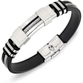 Miniatyrbillede 1 af 5: Justerbar armbånd til mænd, silikonearmbånd, rustfrit stål bangle