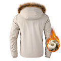 Miniatyrbild 5 av 5: Varm Fleece Parka för Herrar med Huva och Pälskrage, Vindtät Jacka, Klassisk Casual Kappa - Nyhet för Vintern 2024 Verde XS