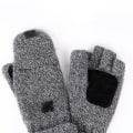 Miniatyrbilde 2 av 5: Vinterstrikkede konvertible fingerløse hansker ullvotter, vintervarme hansker Grey