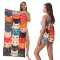 New Beach Towel Backpack with Storage Function, 140 x 70 cm 2-in-1 Foldable Printed Bath Towel YTB-001-16
