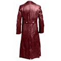 Miniatyrbillede 5 af 5: Tysk Klassisk Officer Ww2 Militær Uniform Sort Læder Trenchcoat wine red M