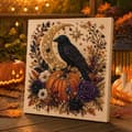 Halloween Crow Pumpkin Diamond Painting Kit, DIY 5D Bead Art with Pre-stretched Frame and Complete Tools D