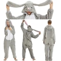 Miniatyrbillede 3 af 4: Kanin Kostume Pyjamas Onesie Kigurumi Jumpsuit Natdragt Dyre Hoodie Til Voksne Børn 125