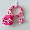 Miniatyrbilde 3 av 5: Rosa Barbie Kabelbeskytter for iPhone-lader, Kawaii 3D Barbie Design Datakabelbitt USB-lader Datakabel Telefontråd Beskytter