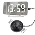 Miniatyrbild 4 av 5: Hög ljudvibrerande väckarklocka för tunga sovande vuxna döva, digital spegelklocka med sängvibrator F