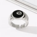 Miniatyrbillede 3 af 5: 8 Ball Pool Ball Ring, Justerbar Nummer Sort 8 Otte Pool Billard Ring, til Pool-elskere, Billard Mænds Ring Silver