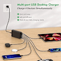Miniatyrbilde 5 av 5: 96W 6-port USB-ladestasjon for skrivebord med 3 USB-C-porter og QC3.0-porter, 20W hurtiglader EU-plugg