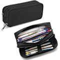 Miniatyrbillede 1 af 5: Penneetui til Studenter Piger Drenge Stor Kapacitet Voksen Pen Maker Penneetui Kontor Organizer Simpel Holdbar Multifunktionel Pennetaske Sort