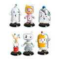 Miniatyrbillede 1 af 2: 6 stk./sæt Lankybox legetøjsfigurer robotmodel til børn, tegneseriefigurer samleobjekt modeldukker bordpynt med base borddekoration