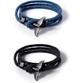 Miniatyrbilde 1 av 6: 2 stk armbånd for menn og kvinner, nylon vennskapsarmbånd for menn, justerbart, håndlaget, hvalhale paracord armbånd, svart blå