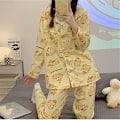 Pikkukuva 4 / 6: Kawaii-piirrettyjä pyjamaa naisille ja tytöille - pitkähihainen paita ja pyjamahousut, nukkumisasu, kotikäyttöön, 2-osainen pyjamasetti Pom Pom Purin XL