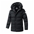 Miniatyrbillede 4 af 5: Vinterjakke til mænd 2024 - Lang, med hætte, varm, vindtæt, tyk fleece, parka, pelskrave, klassisk, afslappet Verde XS