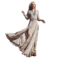 Miniatyrbillede 2 af 2: Retro Boho Paisley Hippie Chiffon Maxi Lang Kjole Dame Tøj Boho Maxi Bal Sommer Wrap Aftenkjole Cocktail Kjoler Plus Størrelse