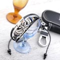 Miniatyrbillede 3 af 5: Ægte læder kraniearmbånd justerbar vikingestil sort 10g