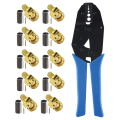Miniatyrbilde 1 av 5: 10 stk Sma hann-kontakter og koaksialkabel-krimpverktøy for å klemme Rg58-kabel for Sma Wifi-antenneforlengelse As shown